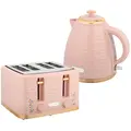 HOMCOM 3000W 1.7L Kettle & 4 Slice Toaster, Kettle and Toaster Set with 7 Browning Controls and Crumb Tray, Light Pink - 1