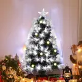 HOMCOM 3ft White Light Artificial Christmas Tree w/ 90 LEDs Star Topper Tri-Base Full Bodied Seasonal Decoration Pre-Lit Home - 2