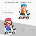 HOMCOM 3-in-1 Ride On Car Foot To Floor Slider Toddler w/ Horn Steering Wheel NO POWER Manual Under Seat Storage Safe Design for 1-3 Year Old White - 7