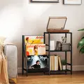 HOMCOM 3-Tier Record Player Stand, End Table for Living Room, Bedroom - Black Wood Effect - 2