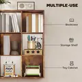 HOMCOM 3-tier 9 Cubes Storage Unit Particle Board Cupboard Bookcase Organiser Home Office Shelves, Rustic Brown - 6