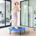 HOMCOM 32" Mini Fitness Trampoline Home Gym Yoga Exercise Rebounder Indoor Outdoor Jumper with Safety Pad, Support Up to 100 KG, Blue and Black - 8