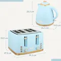 HOMCOM 3000W 1.7L Kettle & 4 Slice Toaster, Kettle and Toaster Set with 7 Browning Controls and Crumb Tray, Light Blue - 3