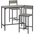 HOMCOM 3-Piece Bar Table Set with 2 Stools, Industrial Breakfast Bar Set with Footrest, Backrest for Dining Room, Small Space - 1