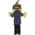 HOMCOM 3'6" Pumpkin Scarecrow Halloween Animatronic, with Glowing Eyes - 1