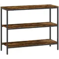 HOMCOM 3-Tier Console Table with Storage Shelves - Rustic Brown - 1