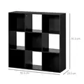HOMCOM 3-tier 9 Cubes Storage Unit Particle Board Cupboard Bookcase Organiser Home Office Shelves, Black - 3
