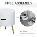 HOMCOM 3-Tier Coffee Table, Round End Table with 2 Hidden Compartments and Detachable Tray, Side Table with Storage for Living Room, Set of 2, White - 4