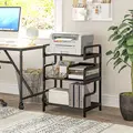 HOMCOM 3-Tier Printer Stand with Storage Shelves, Printer Table, 55 x 40 x 77cm Printer Shelf for Home Office, Study, Black - 2