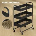 HOMCOM 3-Tier Storage Trolley on Wheels, Rolling Utility Cart with Mesh Backets for Kitchen, Bathroom, Bedroom, Black - 6
