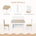 HOMCOM 4-Piece Kids Table and Chair Set with 2 Wooden Chairs, 1 Storage Bench, and Interesting Modern Design, Beige/White - 5