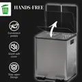 HOMCOM 40L Dual Compartment Stainless Steel Bin, with Deodoriser Holders - Silver Tone - 6