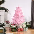 HOMCOM 4FT Artificial Christmas Tree Holiday Xmas Holiday Tree Decoration with Automatic Open for Home Party, Pink - 2