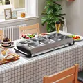 HOMCOM 5 Tray Electric Food Warmer Buffet Server with Warming Plate, Cool Touch Handles, Adjustable Temperature, 300W, 3 x 2.4L and 2 x 1L Pans - 8