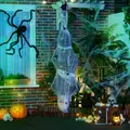 HOMCOM 4.7ft Life Size Outdoor Halloween Decoration Hanging Mummy with Spider Web, Animated Prop Decor with Sound and Motion Activated, Light Up Eyes, Howling Sound, Posable Arms, Moving Body - 2