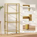 HOMCOM 4-Tier Shelving Unit, Glass Shelf, Vertical Storage Shelf for Living Room, Home Office, Bedroom, Bathroom, Gold Tone - 6