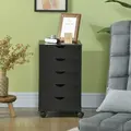 HOMCOM 5 Drawer Mobile Filing Cabinet, Vertical File Cabinet, Modern Rolling Office Storage Organizer Cupboard, Black - 7