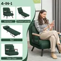 HOMCOM 4-in-1 Velvet-Feel Single Chair Bed, with Pillow - Green - 4