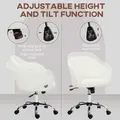 HOMCOM 46-56 cm Velvet-feel Office Chair - Cream - 4