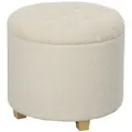 HOMCOM 40.5L Teddy Fleece Storage Ottoman - Cream White - 1