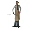 HOMCOM 5.5ft Life Size Halloween Animatronic Standing Chainsaw Killer, with Light Up Eyes, Sound Activated Moving Body, Scary Halloween Decorations, Battery Operated, Indoor Party Props - 3