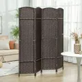 HOMCOM 4 Panel Folding Room Divider, Freestanding Privacy Screen for Living Room, Bedroom and Office, 160 x 170cm, Brown - 2