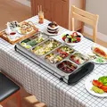 HOMCOM 5 Tray Electric Food Warmer Buffet Server with Warming Plate, Cool Touch Handles, Adjustable Temperature, 300W, 3 x 2.4L and 2 x 1L Pans - 9