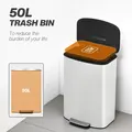HOMCOM 50L Kitchen Bin with Soft-Close Lid and Stay-Open Function, Stainless Steel Pedal Bin with Removable Inner Bucket, Carry Handle for Kitchen, Office, Home, Cream - 4