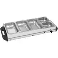 HOMCOM 5 Tray Electric Food Warmer Buffet Server with Warming Plate, Cool Touch Handles, Adjustable Temperature, 300W, 3 x 2.4L and 2 x 1L Pans - 1