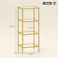 HOMCOM 4-Tier Shelving Unit, Glass Shelf, Vertical Storage Shelf for Living Room, Home Office, Bedroom, Bathroom, Gold Tone - 3