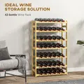 HOMCOM 42-Bottle Wooden Wine Rack - Natural Finish - 4