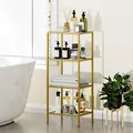 HOMCOM 4-Tier Shelving Unit, Glass Shelf, Vertical Storage Shelf for Living Room, Home Office, Bedroom, Bathroom, Gold Tone - 9