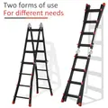 HOMCOM 4M Aluminium Duo Ladder Telescopic Herringbone Changeable Multi-Purpose w/ Non-Slip Steps Climbing DIY Platform Portable Workshop House Garden - 5