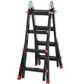 HOMCOM 4M Aluminium Duo Ladder Telescopic Herringbone Changeable Multi-Purpose w/ Non-Slip Steps Climbing DIY Platform Portable Workshop House Garden - 1