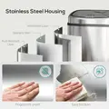 HOMCOM 50L Stainless Steel Sensor Bin - Silver Tone - 8