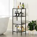 HOMCOM 4-Tier Shelving Unit, Glass Shelf, Vertical Storage Shelf for Living Room, Home Office, Bedroom, Bathroom, Black - 9