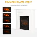 HOMCOM 40" Electric Firplace Suites & Mantelpiece w/LED Flames Remote Marble Stone Modern Curved Surround Intelligent Safe Tempered Glass Adjustable Thermal 1000W/2000W - 4