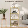 HOMCOM 4-Tier Shelving Unit, Glass Shelf, Vertical Storage Shelf for Living Room, Home Office, Bedroom, Bathroom, Gold Tone - 4