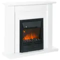 HOMCOM 40" Electric Firplace Suites & Mantelpiece w/LED Flames Remote Marble Stone Modern Curved Surround Intelligent Safe Tempered Glass Adjustable Thermal 1000W/2000W - 1