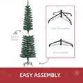 HOMCOM 5.5FT Artificial Snow Dipped Christmas Tree Xmas Pencil Tree Holiday Home Indoor Decoration with Foldable Black Stand, Green - 6