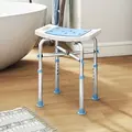HOMCOM 44-51.5cm Aluminium Frame Shower/Bath Stool - Light Blue - 2