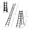 HOMCOM 4M Aluminium Duo Ladder Telescopic Herringbone Changeable Multi-Purpose w/ Non-Slip Steps Climbing DIY Platform Portable Workshop House Garden - 3