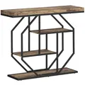 HOMCOM 4-Tier Industrial Console Table - Rustic Brown - 1