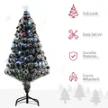 HOMCOM 4ft Artificial Prelit Christmas Tree, Snow Xmas Tree with Colourful LED Lighting Fiber Optics, Green White - 6