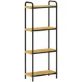 HOMCOM 4-Tier Bamboo Bathroom Storage Shelf, Freestanding Narrow Shelving Unit with Slatted Shelves for Kitchen Bathroom Living Room, 41.5 x 21.5 x 106 cm, Natural and Black - 1