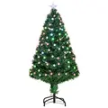 HOMCOM 4FT Pre-Lit Artificial Christmas Tree w/Fibre Optic Decorations LED Light Holiday Home Xmas Decoration-Green - 1