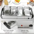 HOMCOM 5 Tray Electric Food Warmer Buffet Server with Warming Plate, Cool Touch Handles, Adjustable Temperature, 300W, 3 x 2.4L and 2 x 1L Pans - 7