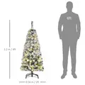 HOMCOM 4FT Prelit Artificial Snow Flocked Christmas Tree with Warm White LED Light, Holiday Home Xmas Decoration, Green White - 3