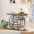 HOMCOM 4-Tier Industrial Console Table - Rustic Brown - 2