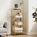 HOMCOM 4-Tier Shelving Unit, Glass Shelf, Vertical Storage Shelf for Living Room, Home Office, Bedroom, Bathroom, Gold Tone - 2